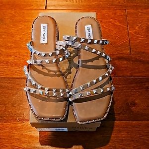 Tan and Silver Stud Sandals